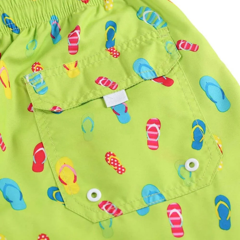Boys' Lime Flip-flops Print Swim Trunks with Mesh Liner - Picture 5 of 7